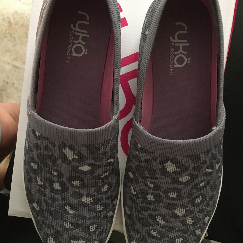 Ryka Knit Animal Print Slip Ons